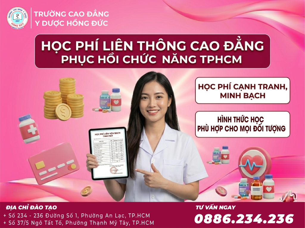 Học phí liên thông Cao đẳng Phục hồi chức năng TPHCM năm 2026