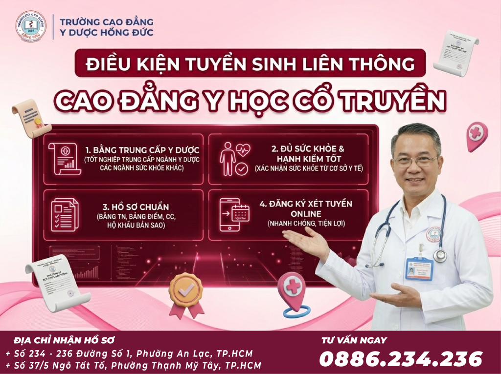 Điều kiện học Liên thông Cao đẳng Y học cổ truyền TpHCM 2026