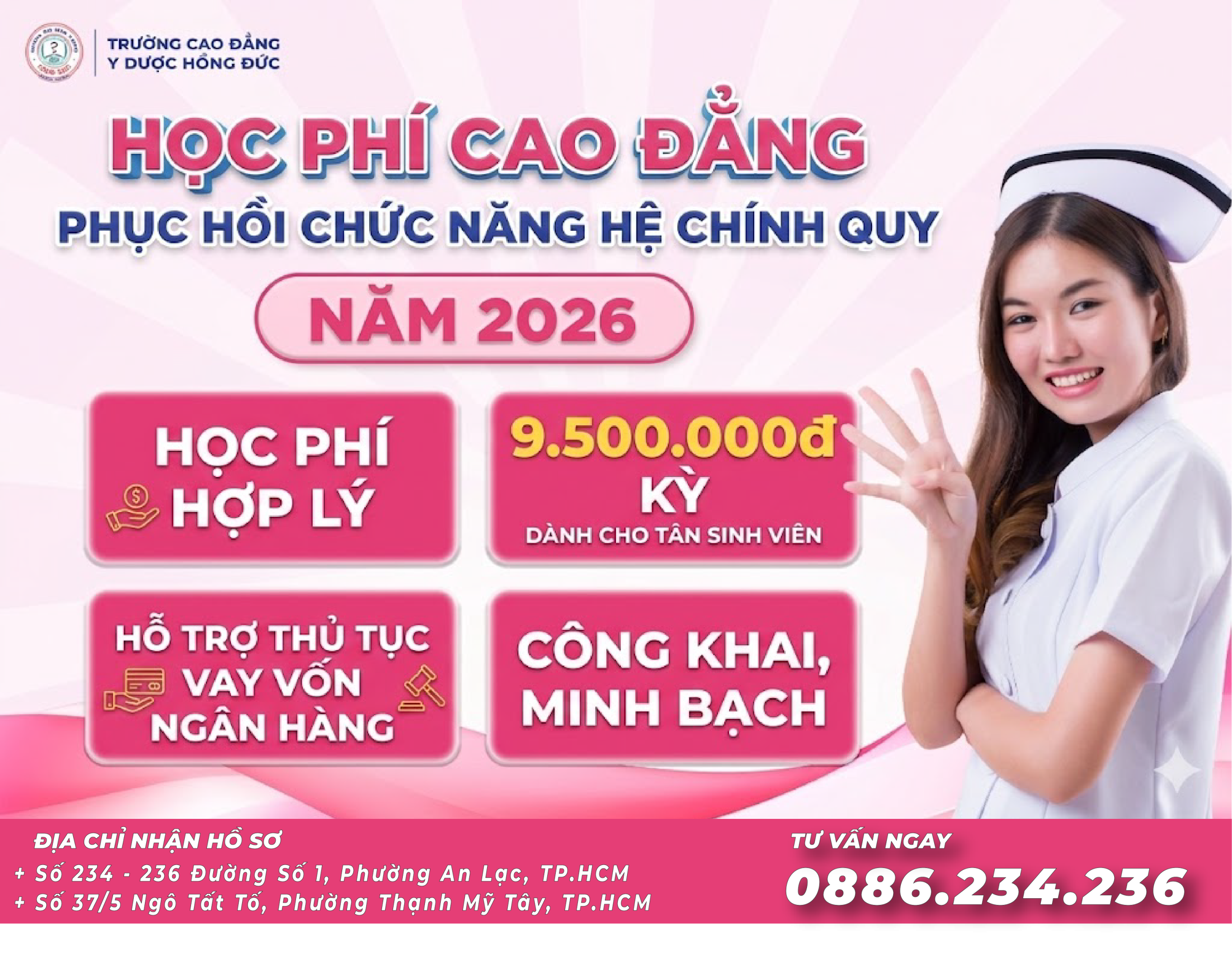 Học phí Cao đẳng Phục hồi Chức năng hệ chính quy năm 2026 là bao nhiêu?