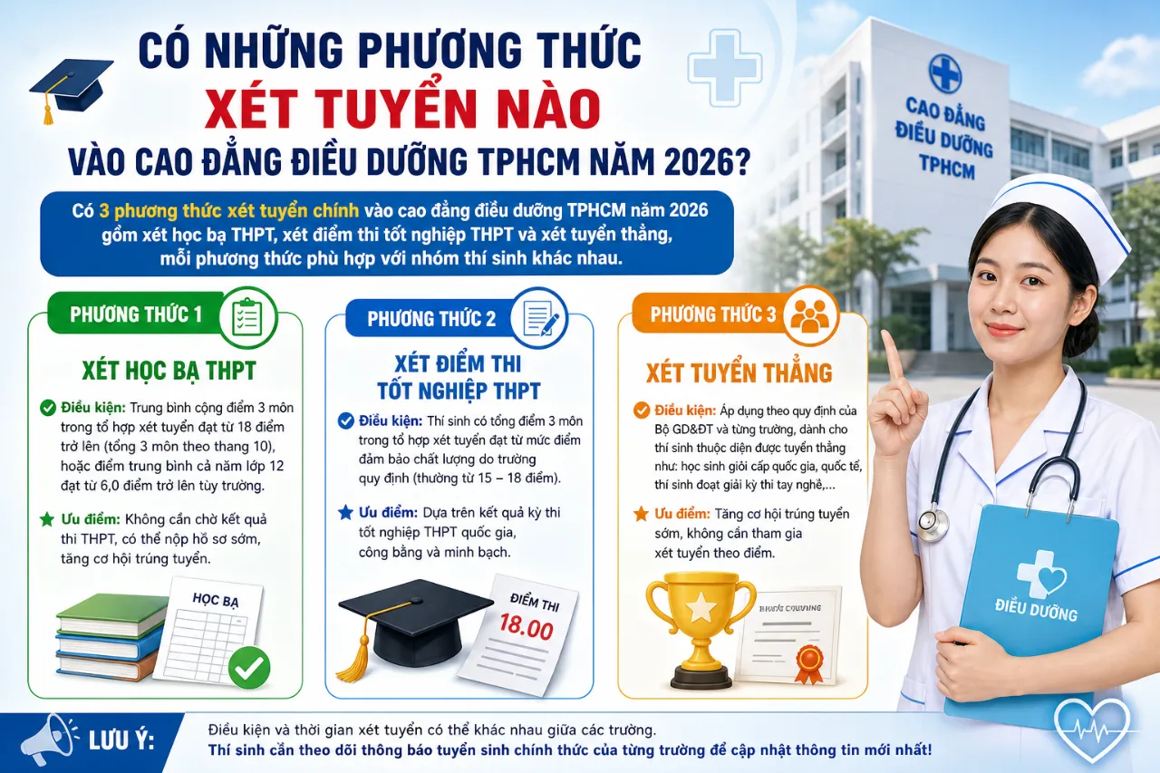 Có Những Phương Thức Xét Tuyển Nào Vào Cao Đẳng Điều Dưỡng TPHCM Năm 2026?